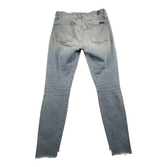 7 For All Mankind Distressed Skinny Jeans Women's‎ Size 27 Light Wash Frayed Hem - Picture 2 of 10